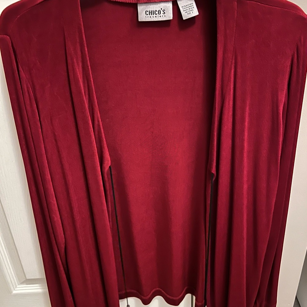 CHICO’S SIZE 1 RED TRAVELERS JACKET